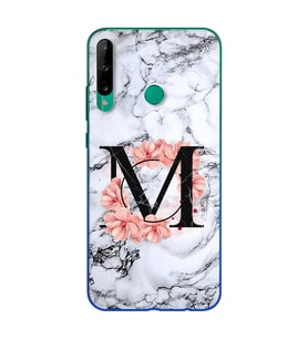 Mermer Çiçekli Harf Tasarım Süper Şeffaf Silikon Telefon Kılıfı Huawei P40 Lite 