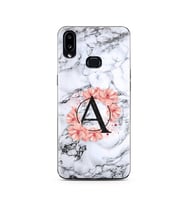 Mermer Çiçekli Harf Tasarım Süper Şeffaf Silikon Telefon Kılıfı Samsung A10s A-H