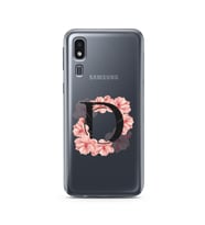 Pembe Çiçekli Harf Tasarım Süper Şeffaf Silikon Telefon Kılıfı Samsung A2 Core D