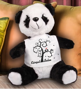 Kişiye Özel Aşık Serçeler Temalı Peluş Panda 23cm 81893