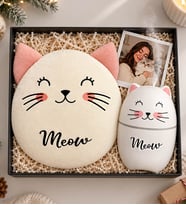 Kişiye Özel Kedi Yastık & Kedi H2o Hava Nemlendirici Hediye Seti