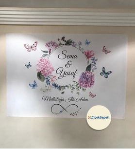 100x70cm Söz, Nişan, Kına Gecesi, Düğün İçin Kişiye Özel Branda Afiş Arka Fon