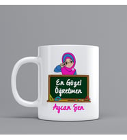 En Güzel Öğretmen Temalı Hediye Kupa Bardak Kişiye Özel Hediye SZ32
