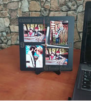 Kişiye Özel Ahşap 4 Fotoğraflı Masa Saati (UV BASKILI)