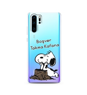 Snoopy Tasarımlı Süper Şeffaf Silikon Telefon Kılıfı Huawei P30 Pro
