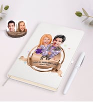 BK Gift Kişiye Özel Yılın En Mükemmel Çifti Karikatürlü Beyaz Defter ve Kalem Hediye Seti-56