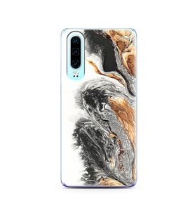 Mermer Tasarımlı Süper Şeffaf Silikon Telefon Kılıfı Huawei P30  