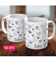 Kişiye Özel İsimli Kalp Hediye Kupa Bardak