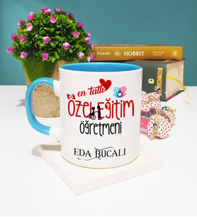 Mesajlı Özel Eğitim Öğretmeni Kupa Bardak Mavi