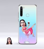 BK Gift Kişiye Özel Bayan Karikatürlü Xiaomi Redmi Note 8 İnce Şeffaf Silikon Telefon Kapağı-22 (Beyaz)