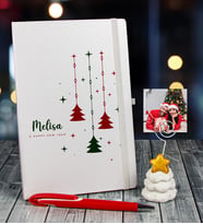 eJOYA Yeni Yıla Özel Defter Kalem Ve Fotoğraflı Çam Ağacı Notluk Hediye Seti 91082 (Beyaz)