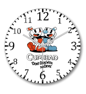 Cuphead Duvar Saati Bombeli Gercek Cam