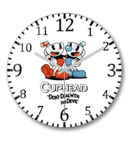 Cuphead Duvar Saati Bombeli Gercek Cam