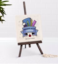 BK Gift Kişiye Özel Dünyanın En iyi Öğretmeni Şovaleli Doğal Taş-23 (Beyaz)