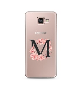 Pembe Çiçekli Harf Tasarım Süper Şeffaf Silikon Telefon Kılıfı Samsung A7 (2016)