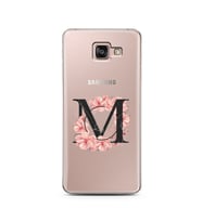 Pembe Çiçekli Harf Tasarım Süper Şeffaf Silikon Telefon Kılıfı Samsung A7 (2016)