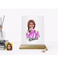 BK Gift Kişiye Özel Kız Çocuk Prenses Karikatürlü Ahşap Standlı Çerçeve-1 (Beyaz)