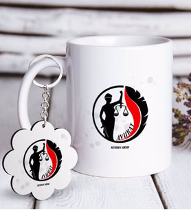 BK Gift Kişiye Özel Mesleki Avukat Beyaz Kupa ve Anahtarlık Hediye Seti-14 (Model 1)