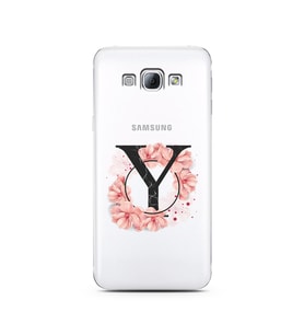 Pembe Çiçekli Harf Tasarım Süper Şeffaf Silikon Telefon Kılıfı Samsung A8 (2015)