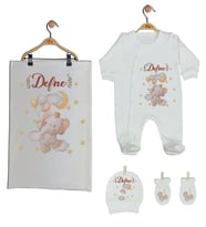 Pia Baby Gl 1913-03 İsme Özel Battaniyeli Tulum Set