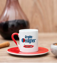 Grafiker Kırmızı Türk Kahvesi Fincanı