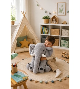 Uyku Arkadaşım Fil Peluş Fil 65 cm Dev (Gri) (Gri)