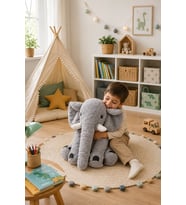 Uyku Arkadaşım Fil Peluş Fil 65 cm Dev (Gri) (Gri)