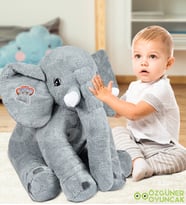 Uyku Arkadaşım Fil Peluş Fil 65 cm Dev (Gri) (Gri)