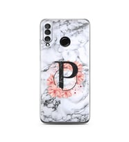 Mermer Çiçekli Harf Tasarım Süper Şeffaf Silikon Telefon Kılıfı Huawei P30 Lite 