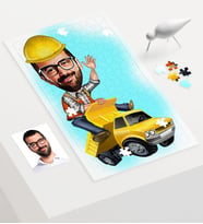 BK Gift Kişiye Özel Bay Yol Mühendisi Karikatür 240 Parça A3 Puzzle  1