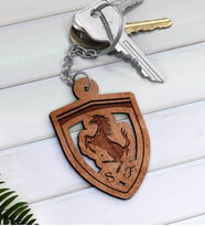 Ferrari Logolu Ahşap Anahtarlık-1 (Beyaz)