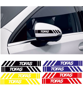 Tofaş Murat 131  ayna sticker etiket şerit - spor tuning görünüm 1pakette 4 renk