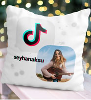 BK Gift Kişiye Özel Fotoğraflı TikTok Yastık (Beyaz)