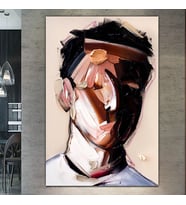 Yüzler Fırça Darbeli Görünümlü Soyut Modern Sanat Kanvas Tablo