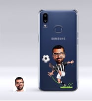 BK Gift Kişiye Özel Siyah Beyaz Futbolcu Karikatürlü Samsung Galaxy A10s İnce Şeffaf Silikon Telefon Kapağı