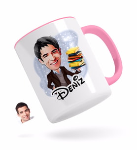 BK Gift Kişiye Özel Erkek Öğretmen Karikatürlü Pembe Kupa Bardak
