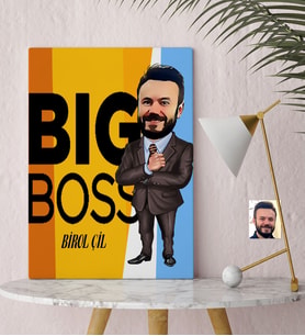 BK Gift Kişiye Özel Bay Big Boss Karikatür Kanvas Tablo 30x50cm  3