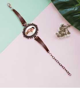 BK Gift Kişiye Özel Fotoğraflı Otantik Bakır Bileklik Model 1