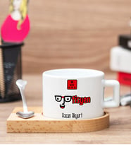 Optisyene Hediye Ahşap Altıklı Fincan