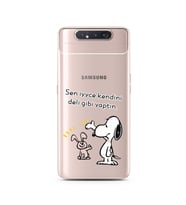 Snoopy Tasarımlı Süper Şeffaf Silikon Telefon Kılıfı Samsung A80