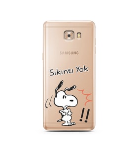 Snoopy Tasarımlı Süper Şeffaf Silikon Telefon Kılıfı Samsung C9 