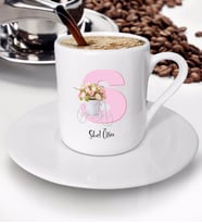 BK Gift Kişiye Özel Harf Tasarımlı Türk Kahvesi Fincanı - 26 (Beyaz)