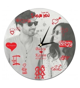 Kişiye Özel Fotoğraflı Love Duvar Saati