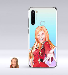 BK Gift Kişiye Özel Bayan Karikatürlü Xiaomi Redmi Note 8 İnce Şeffaf Silikon Telefon Kapağı-34 (Beyaz)