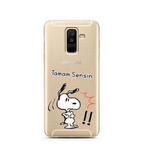 Snoopy Tasarımlı Süper Şeffaf Silikon Telefon Kılıfı Samsung A6 Plus