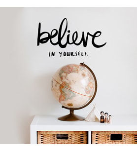 New Jargon - El Yazısı ile Yazılmış Believe İn Yourself Yazısı Sticker 60x33 cm - Siyah