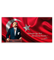 ''Güner Ofis'' Atatürk Tablosu Deri Üzerine Kanvas Tablo 80x130