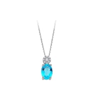 Sirius Pırlanta ve Oval Mavi Topaz Taşlı Kolye 0704P0127