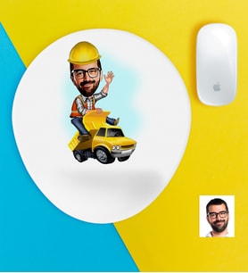 BK Gift Kişiye Özel Bay Yol Mühendisi Karikatürlü Bilek Destekli Mouse Pad (Beyaz)