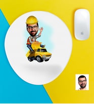 BK Gift Kişiye Özel Bay Yol Mühendisi Karikatürlü Bilek Destekli Mouse Pad (Beyaz)